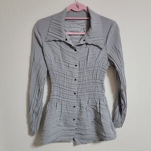 Babette - Art to Wear - Gray Combo Pleat Snap Front Jacket